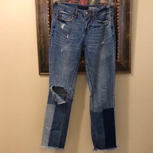 Aeropostale Patch color distressed ripped straight leg jeans